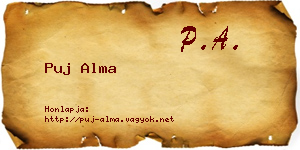 Puj Alma névjegykártya